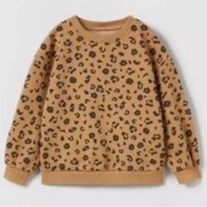 Zara Brown cheetah print baby crew neck Sweatshirt, 18-24 months